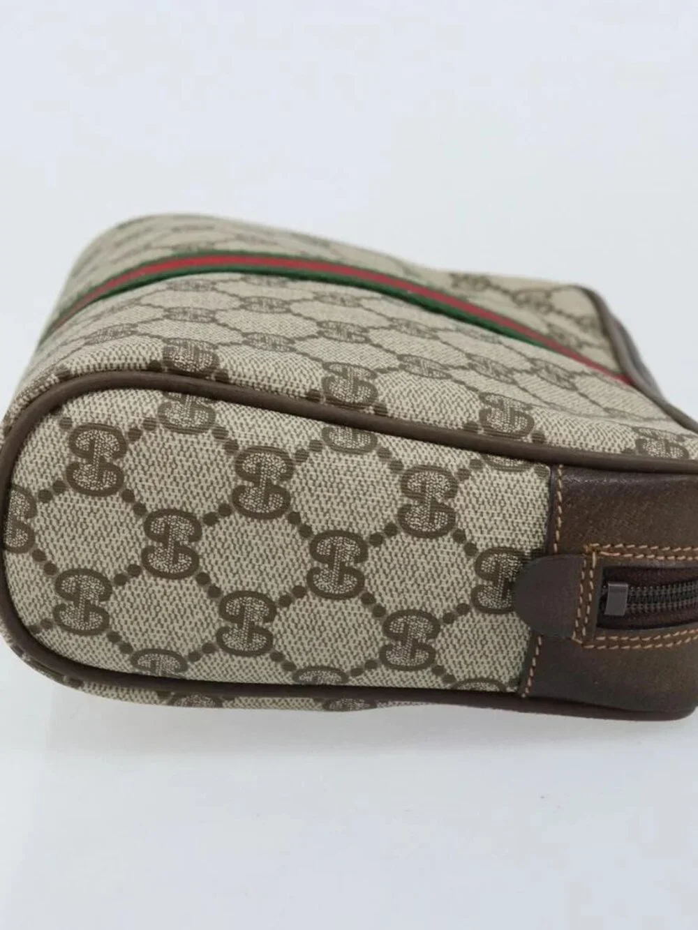 GUCCI GG Supreme Web Sherry Line Bag PVC Beige Gold 98 30 014 3553 Auth ka3094 - Picture 3 of 16